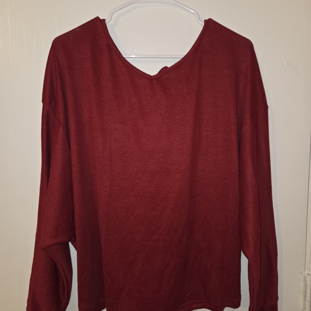 Elegant Red Batwing Off Shoulder Tied Back Women's Top